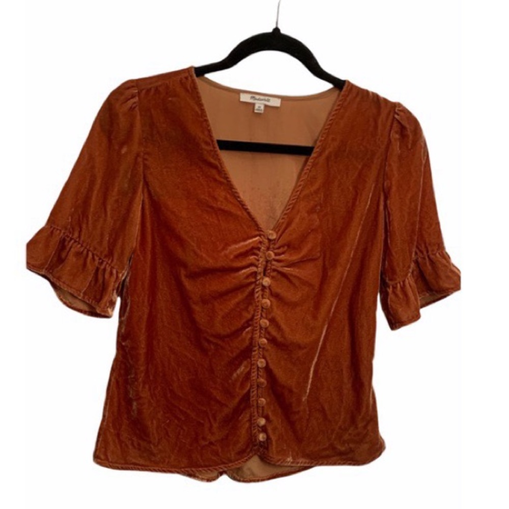 MADEWELL Velvet button down blouse